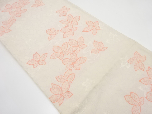 JAPANESE FUKURO OBI / UNUSED / WOVEN FLOWER(NON-TAILORED)